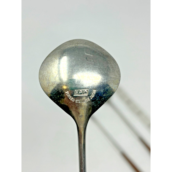 Vtg EPIC Forged Stainless ICE TEA Spoons Flatware Canoe Muffin Wood Handle MCM - Picture 4 of 5